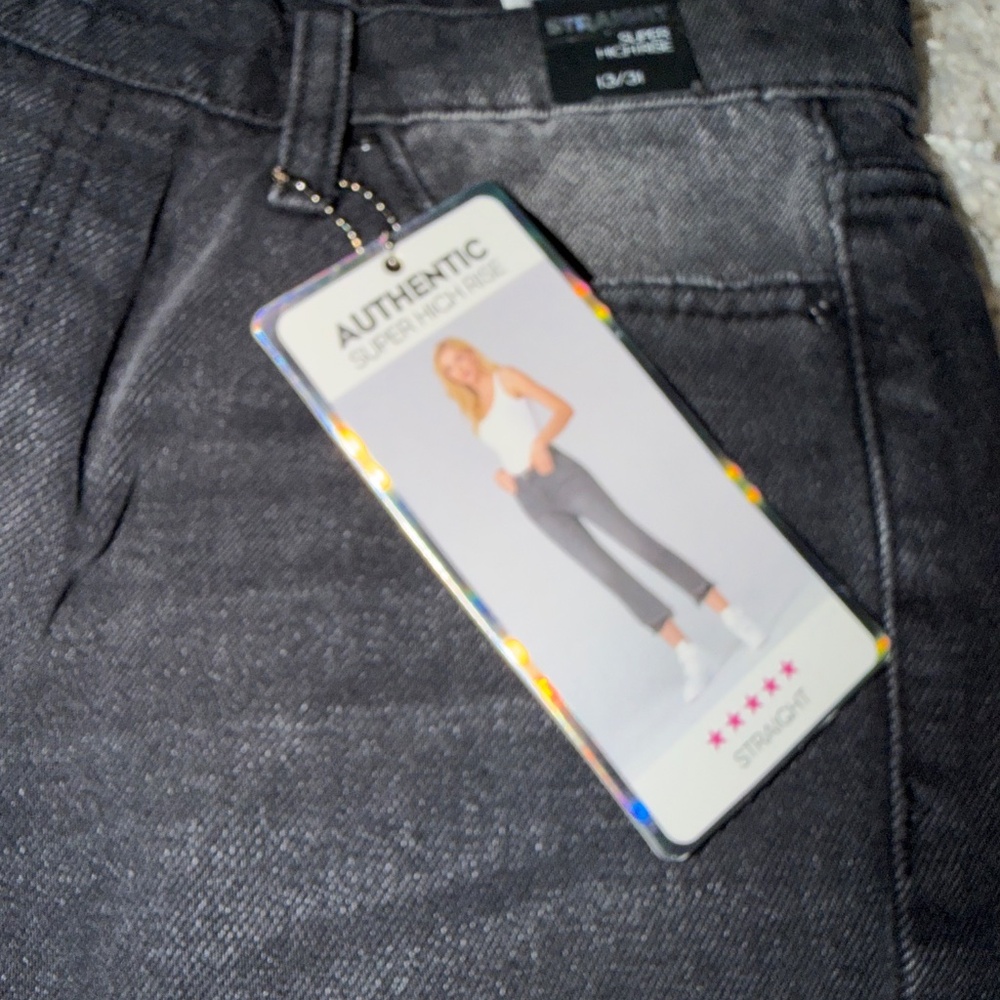 Classic Studio Y Charcoal NWT dark wash black denim high rise Women's Straight J - Picture 4 of 9